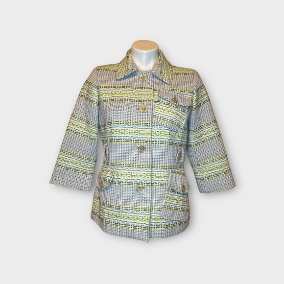 W by Worth Jackets & Blazers - W By Worth Green & Yellow Tweed Blazer Lined Jacket